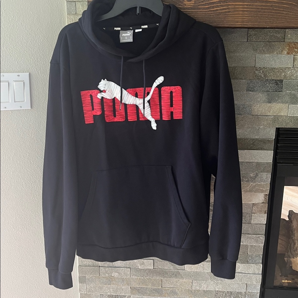 Puma Black Hooded Sweatshirt with Red Graphic